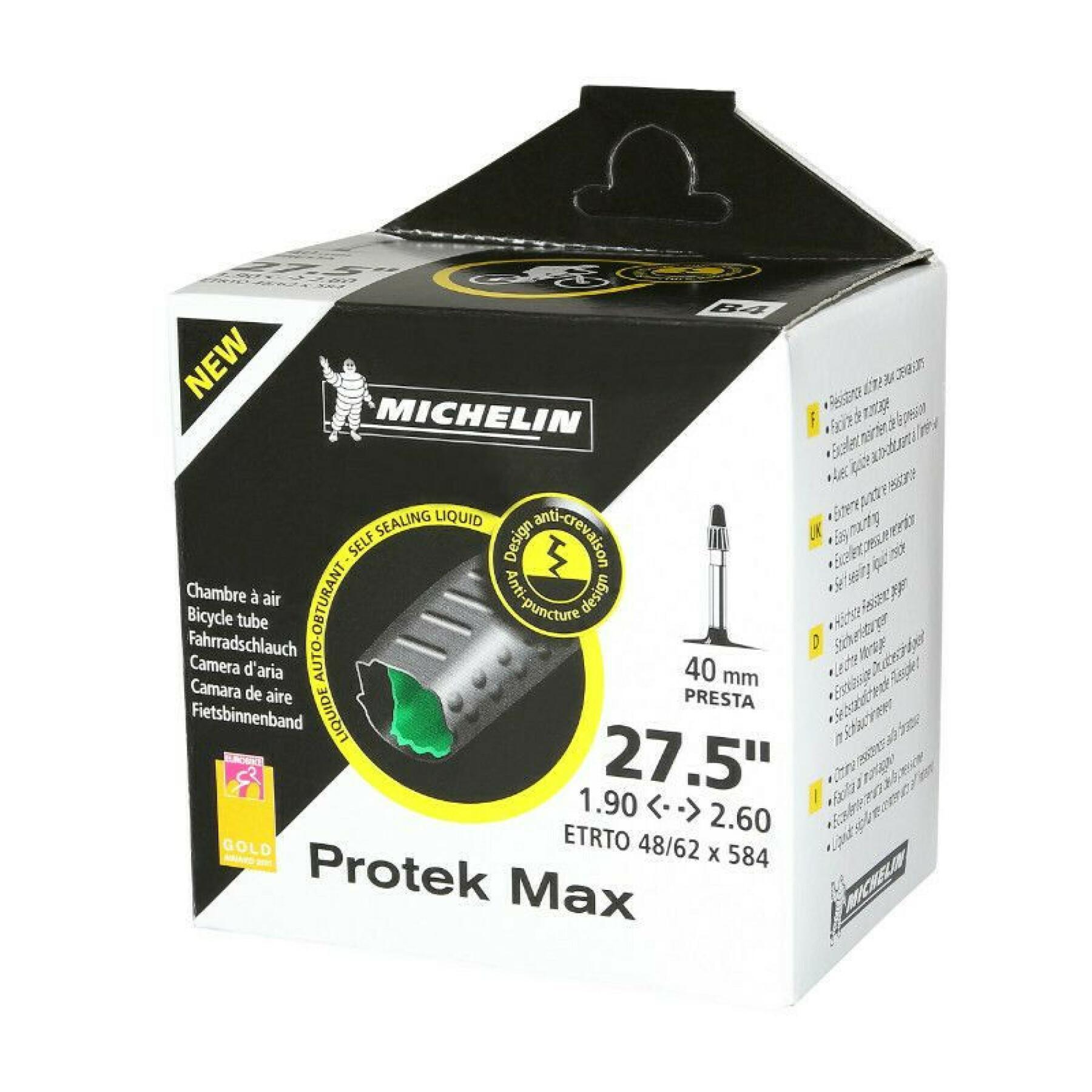 Innerrör med Presta-ventil och anti-punkteringsvätska Michelin protek max 27.5 x 1.90/2.30
