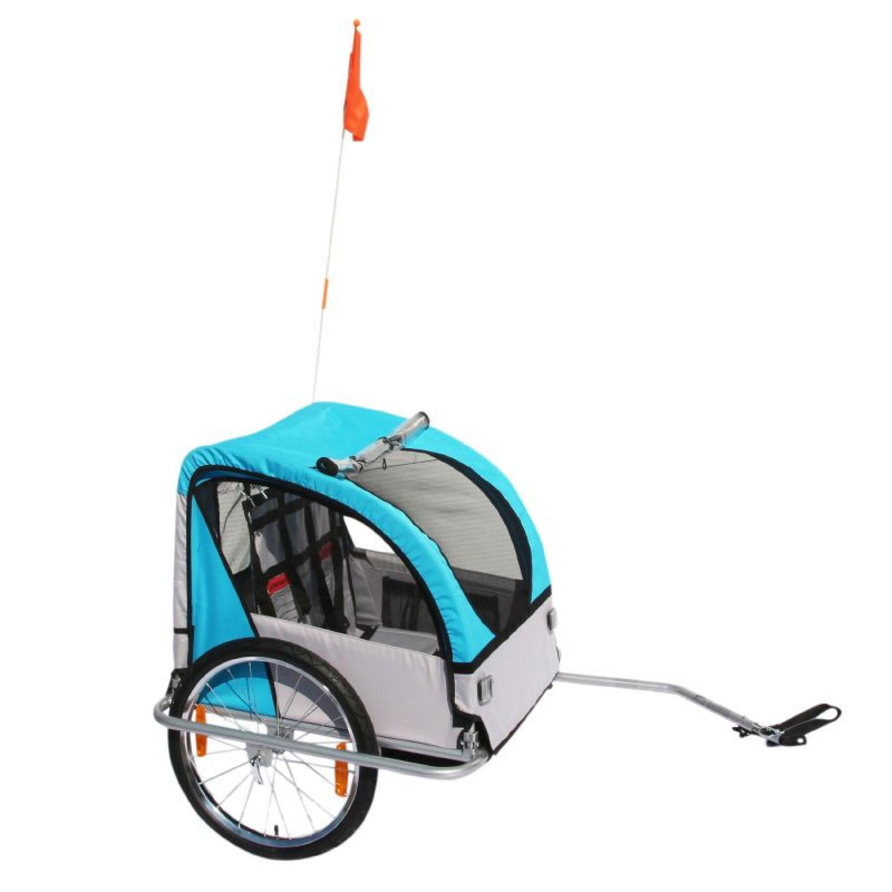 Täckt cykelkärra med plats för upp till 2 personer, låser och säkrar bakhjulets axel - snabb montering, inga verktyg krävs för barn P2R 45 Kg
