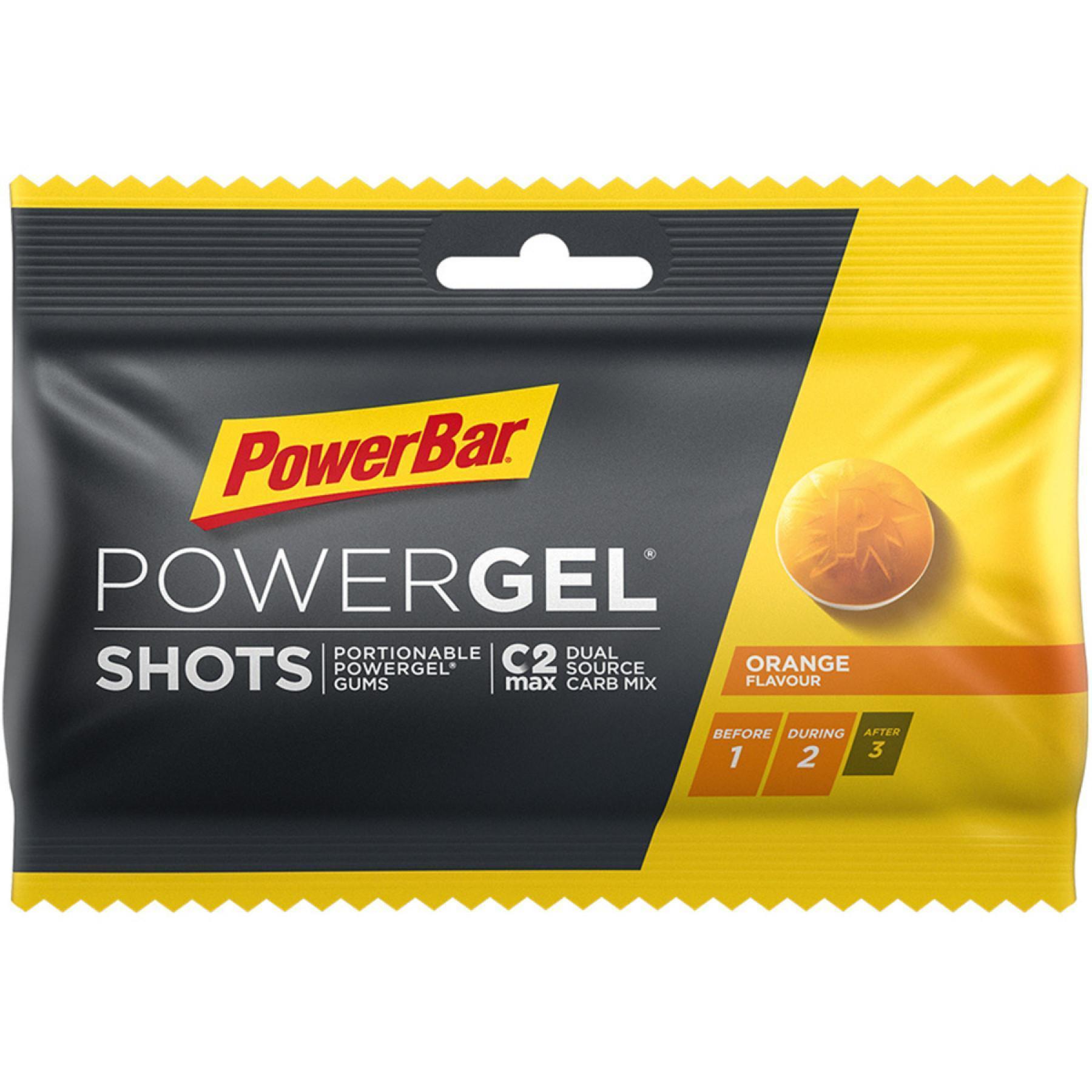 Förpackning med 24 shots PowerBar PowerGel 60gr